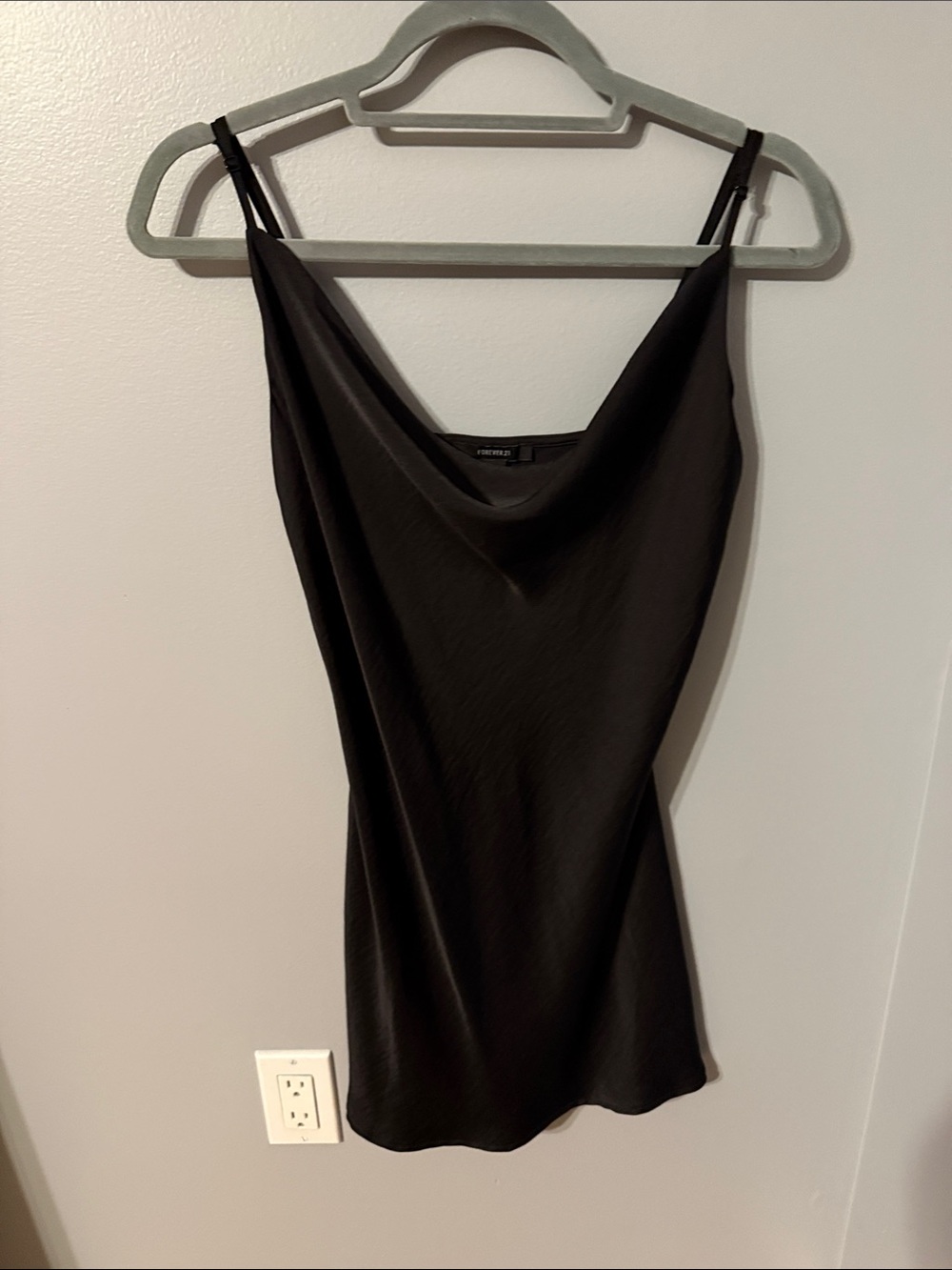 Forever 21 Black Satin Cowl Neck Dress